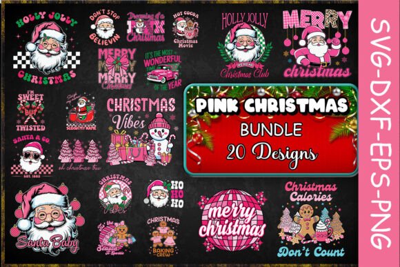 Pink Christmas SVG Bundle for Crafts and Graphics